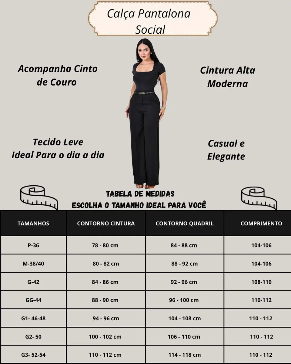 Kit 2 Calça Pantalona Feminina Alfaiataria - Imagem 2