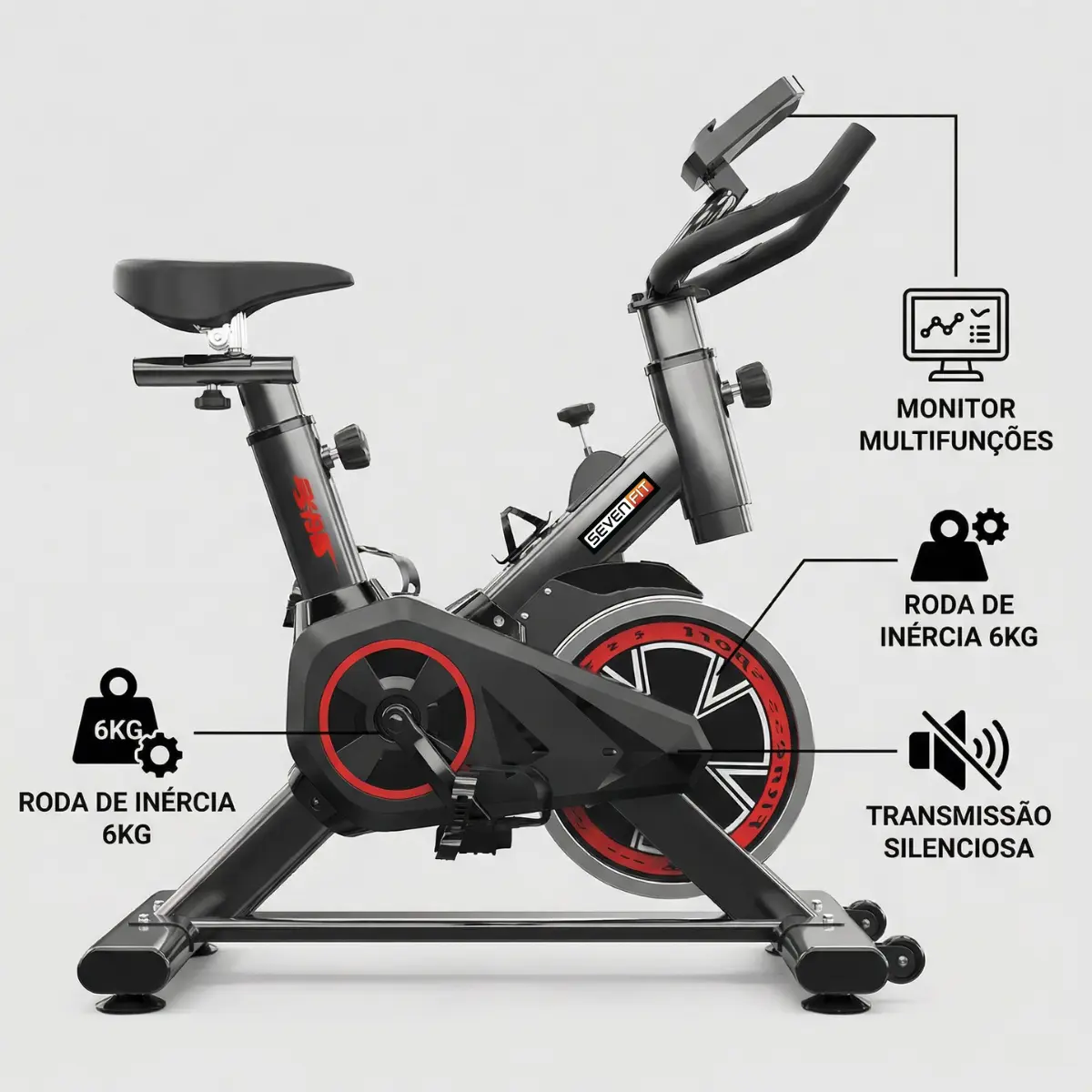 Bicicleta Ergométrica Bike Spinning 6kg - Imagem 3