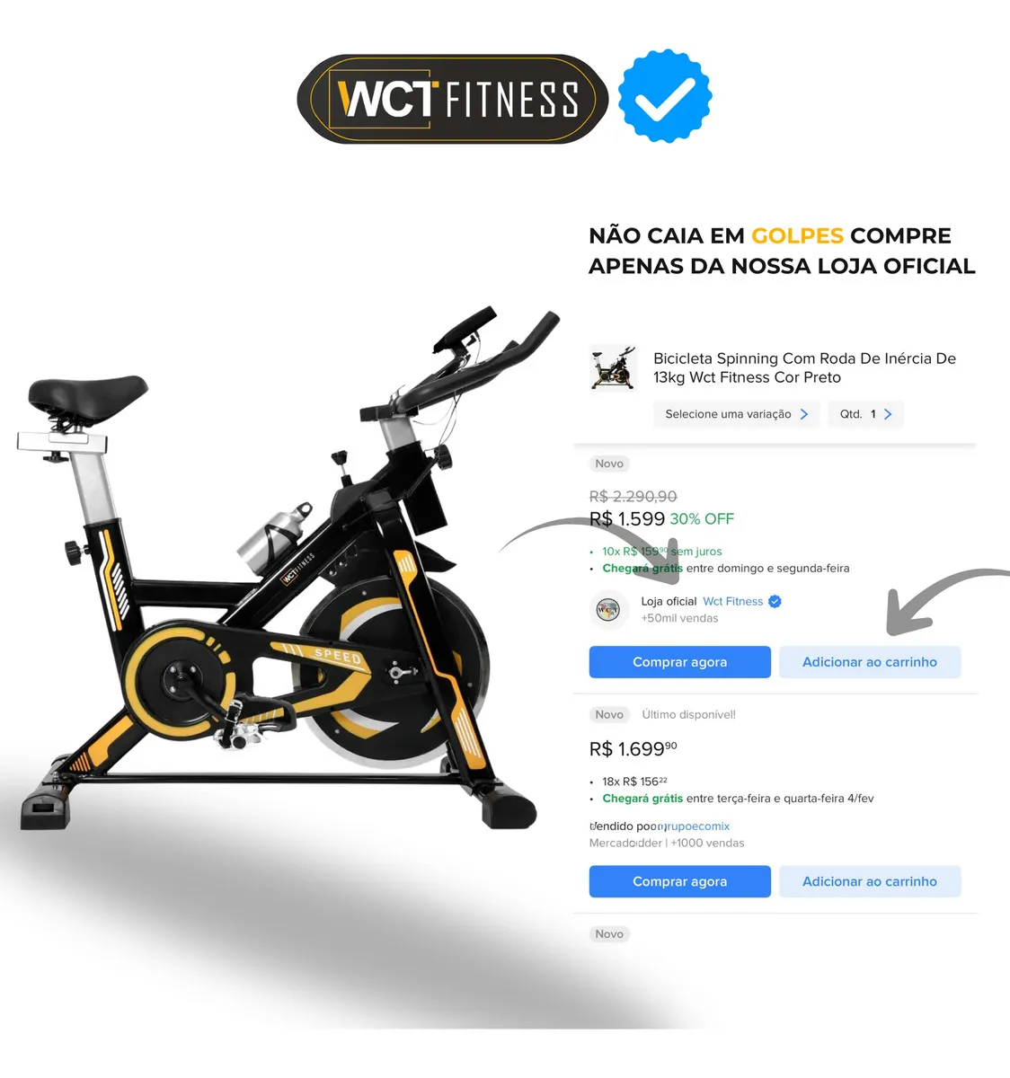 Bicicleta Spinning com Roda de Inércia de 13kg - Imagem 3