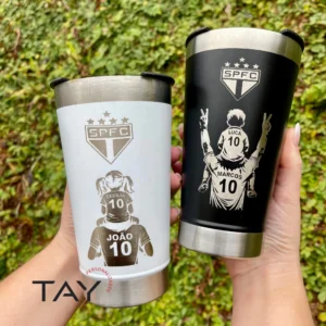 Copo Térmico Personalizado com Nome e Time para Torcedores
