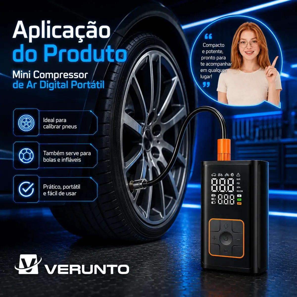 Mini Compressor de Ar Digital Portátil - Imagem 3